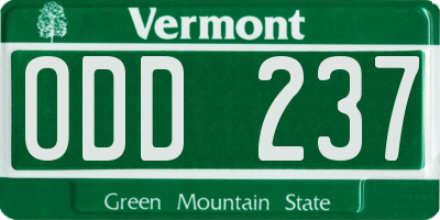 VT license plate ODD237
