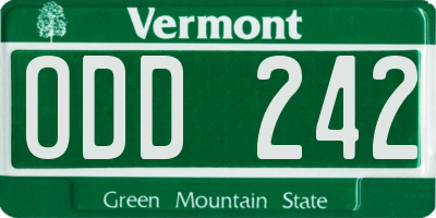 VT license plate ODD242