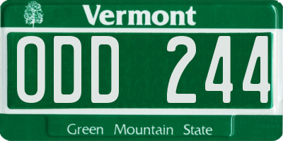 VT license plate ODD244
