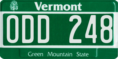 VT license plate ODD248