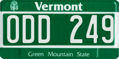 VT license plate ODD249