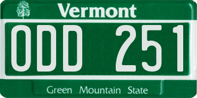 VT license plate ODD251