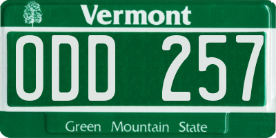 VT license plate ODD257