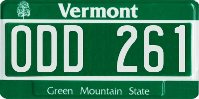 VT license plate ODD261