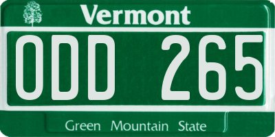 VT license plate ODD265