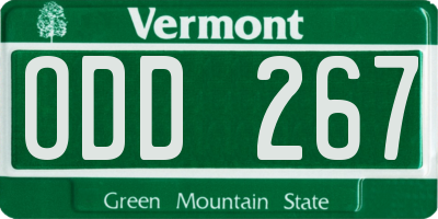 VT license plate ODD267