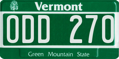 VT license plate ODD270