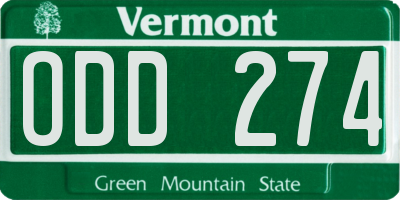 VT license plate ODD274
