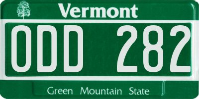 VT license plate ODD282