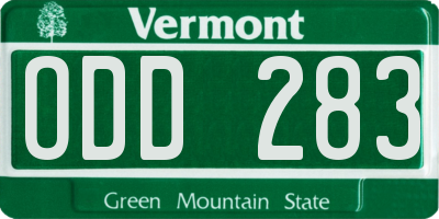 VT license plate ODD283
