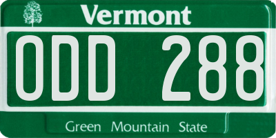 VT license plate ODD288