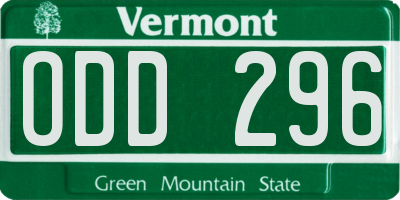 VT license plate ODD296