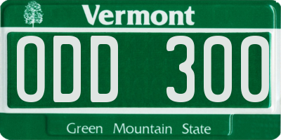 VT license plate ODD300