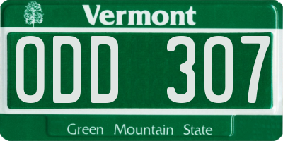 VT license plate ODD307