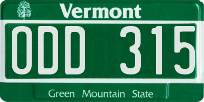 VT license plate ODD315