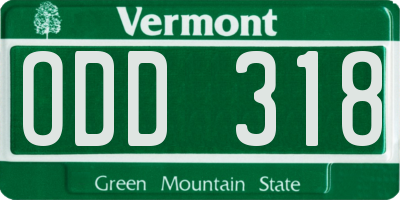 VT license plate ODD318