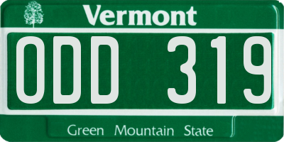VT license plate ODD319