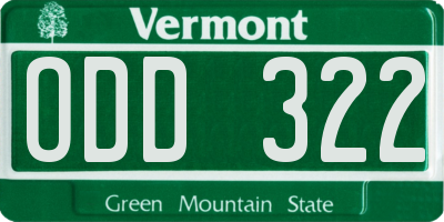VT license plate ODD322