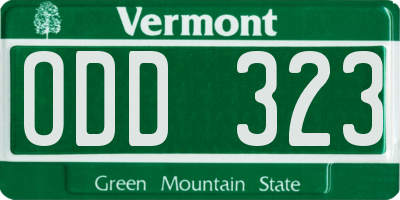 VT license plate ODD323