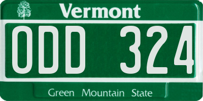 VT license plate ODD324