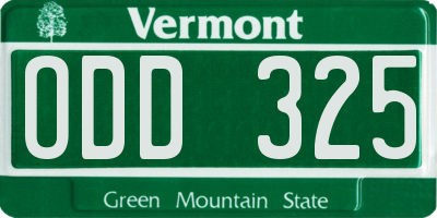 VT license plate ODD325