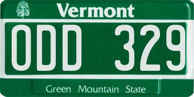 VT license plate ODD329