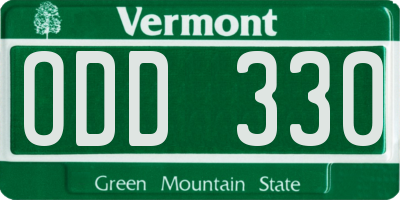 VT license plate ODD330