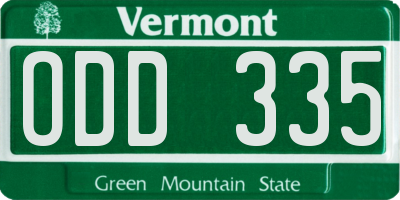 VT license plate ODD335