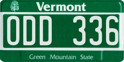 VT license plate ODD336