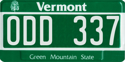 VT license plate ODD337