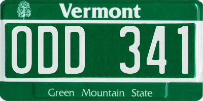 VT license plate ODD341