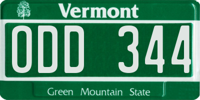 VT license plate ODD344