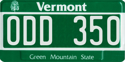 VT license plate ODD350