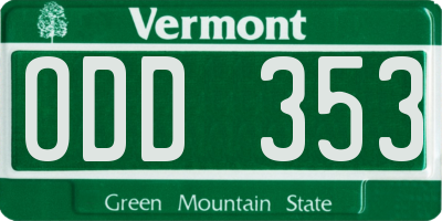 VT license plate ODD353