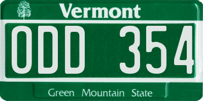 VT license plate ODD354
