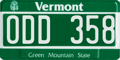 VT license plate ODD358