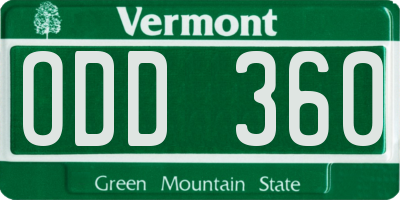 VT license plate ODD360