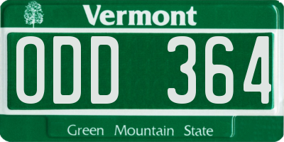 VT license plate ODD364