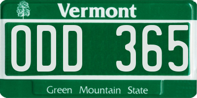 VT license plate ODD365