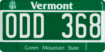 VT license plate ODD368