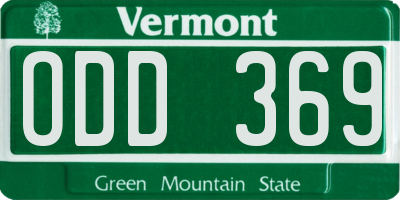 VT license plate ODD369