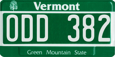 VT license plate ODD382