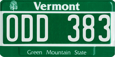 VT license plate ODD383