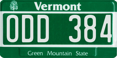 VT license plate ODD384