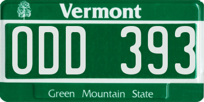VT license plate ODD393