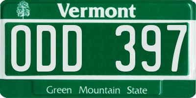 VT license plate ODD397