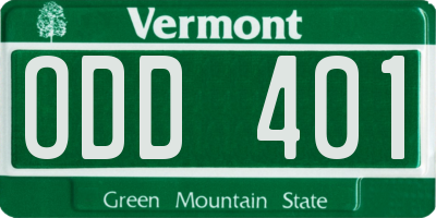 VT license plate ODD401