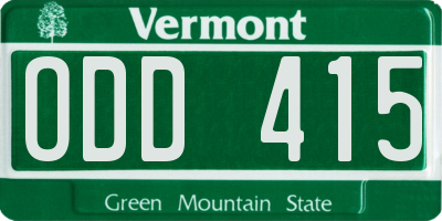 VT license plate ODD415