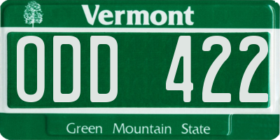 VT license plate ODD422
