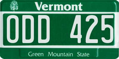 VT license plate ODD425